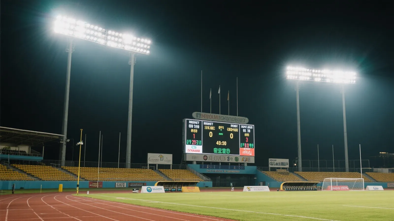 体育场夜色与记分牌